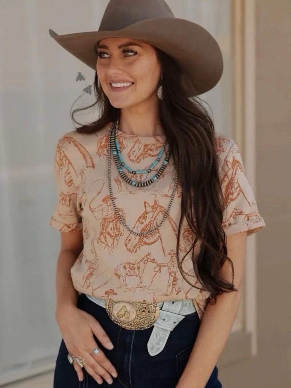 Womens 2fly Co. Doodle Dos Tee *Saddle